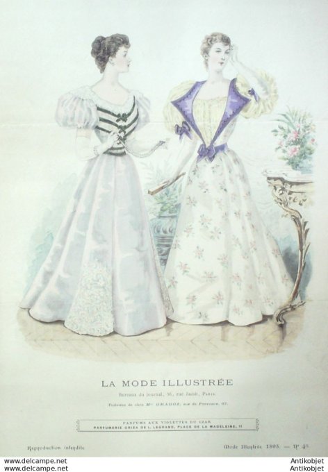 Gravure Mode illustree 1895 # 45 (Old Fashion plate) rare