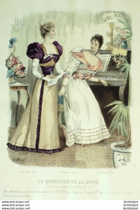 Gravure Mode Le Moniteur 1893 # 03 (Old Fashion plate)