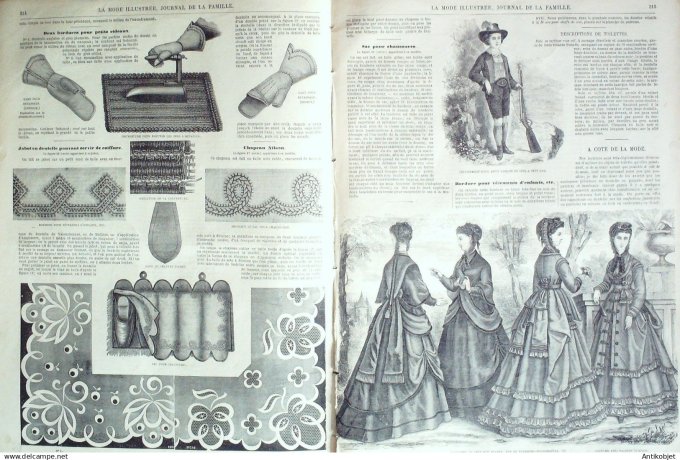 La Mode illustrée journal + gravure associée 1868 # 40