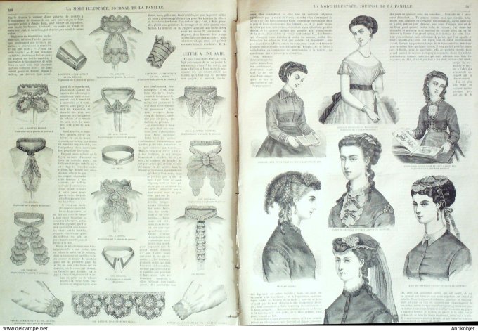 La Mode illustrée journal + gravure associée 1868 # 40
