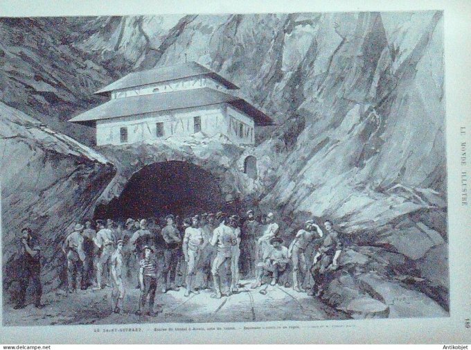 Le Monde illustré 1880 n°1199 Suisse Saint-Gothard Airoio Waen Goeschenen Flueten Alger