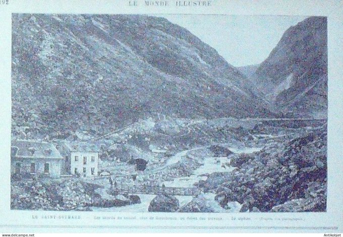 Le Monde illustré 1880 n°1199 Suisse Saint-Gothard Airoio Waen Goeschenen Flueten Alger