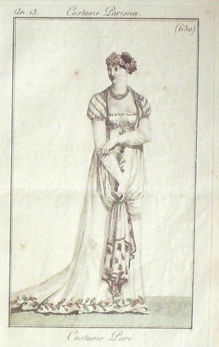 Gravure Mode Costume Parisien 1805 an 13 # 630 (eau forte old Fashion plate