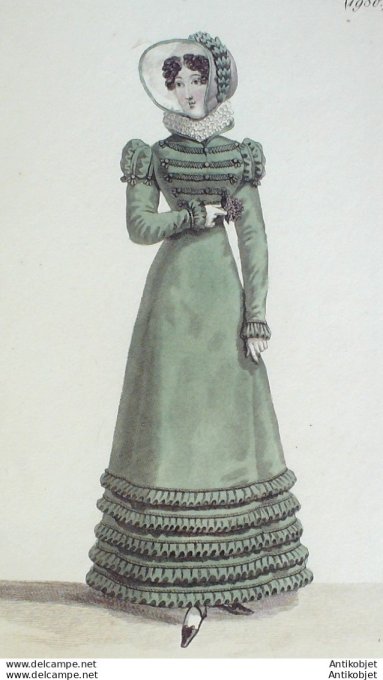 Costume Parisien 1821 # 1980 Robe Mérinos & brandebourgs