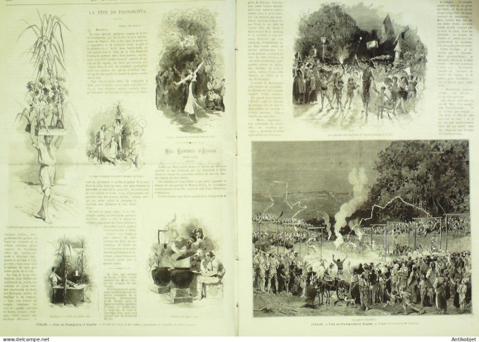 Le Monde illustré 1872 n°811 Italie Naples Piedigrotta fête Yom Kippour Suède Stockholm Issoudun (36