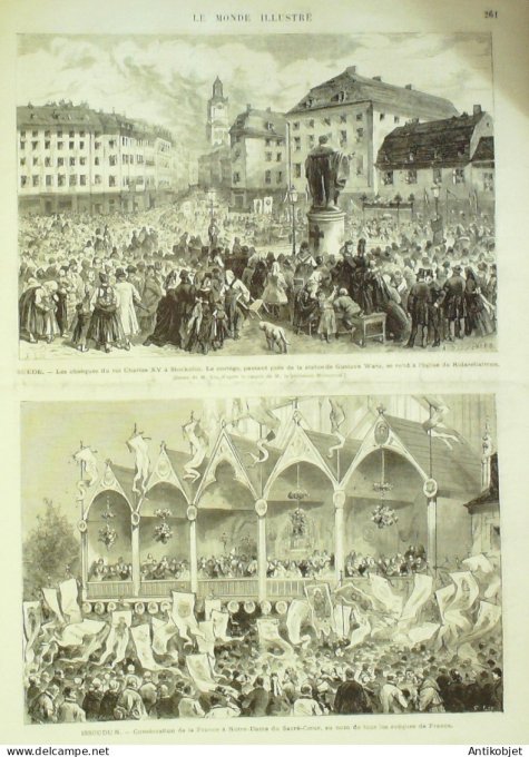 Le Monde illustré 1872 n°811 Italie Naples Piedigrotta fête Yom Kippour Suède Stockholm Issoudun (36