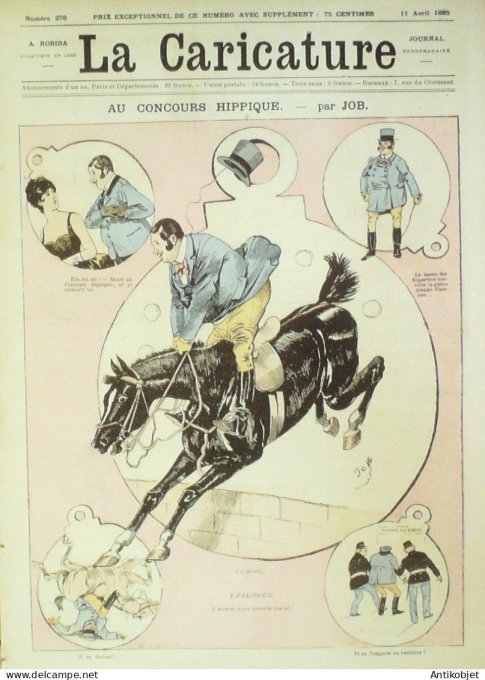 La Caricature 1885 #276 Concours hippique voitures Job Barret