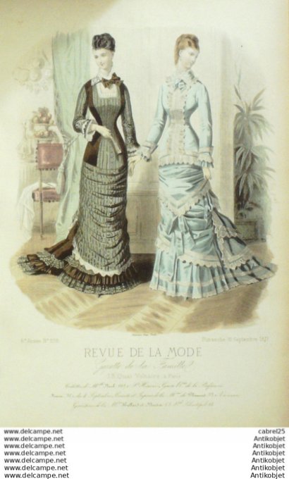 Gravure Mode La Gazette 1877 # 298 (Old Fashion plate)