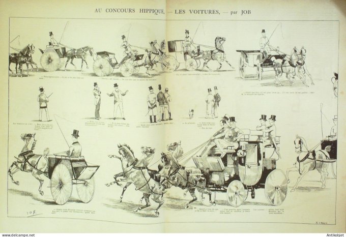 La Caricature 1885 #276 Concours hippique voitures Job Barret