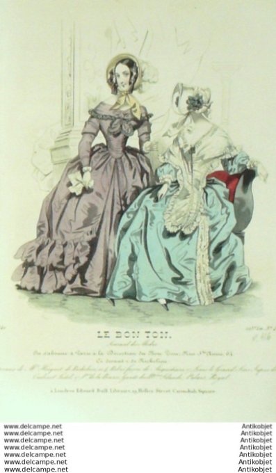 Gravure Mode Le Bon Ton 1840 # 416 (aquarelle old fashion plate)