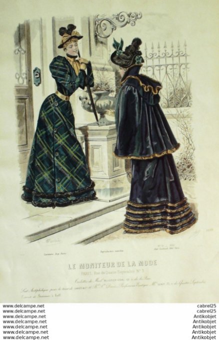 Gravure Mode Le Moniteur 1892 # 51 (Old Fashion plate)