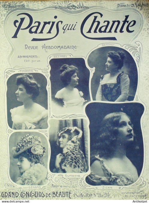 Paris qui chante 1903 #31 Fragson Gaudet Bordes Myris Wassor Mistinguette