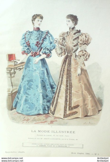 Gravure Mode illustree 1896 #  2 (Old Fashion plate) rare