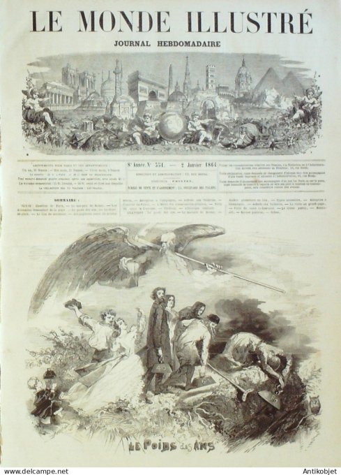 Le Monde illustré 1864 n°351 Algérie Alger Viet-Nam Saïgon Cho-lün Barque gauloise