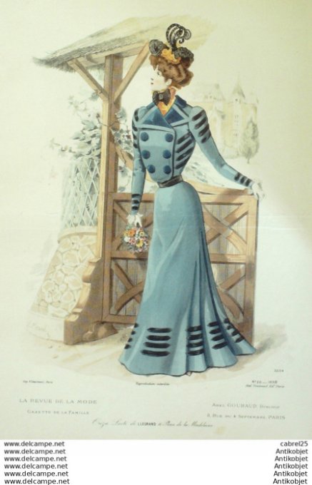 Gravure de mode La Gazette 1898 # 20 Maison Abel Goubaud