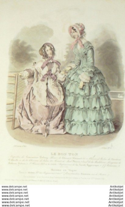 Gravure Mode Le Bon Ton 1849 16 #  1 (aquarelle old fashion plate)