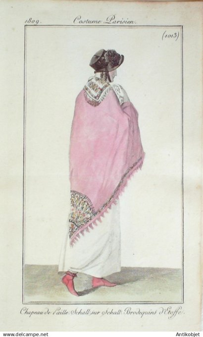 Costume Parisien 1809 #1013 (eau forte) Schall sur schall Brodequins