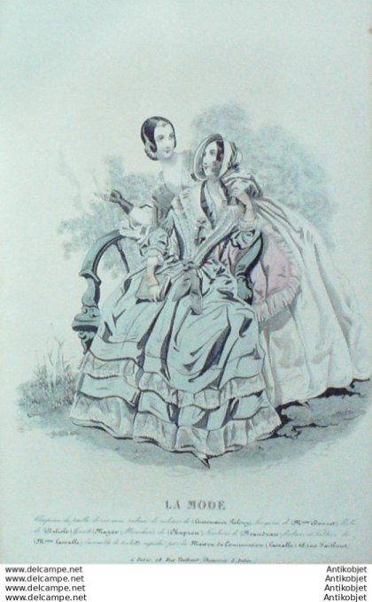 Gravure La mode 1841 # 33 (aquarelle old Fashion plate)