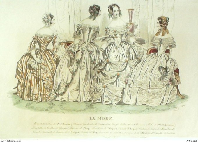 Gravure La mode 1843 #  4 (aquarelle old Fashion plate)