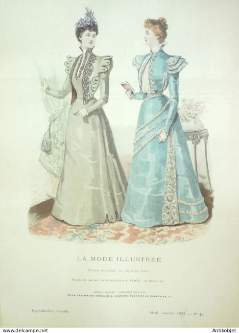 Gravure Mode illustree 1897 # 46 (Old Fashion plate) RARE
