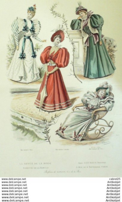 Gravure Mode La Gazette 1894 # 24 (Old Fashion plate)