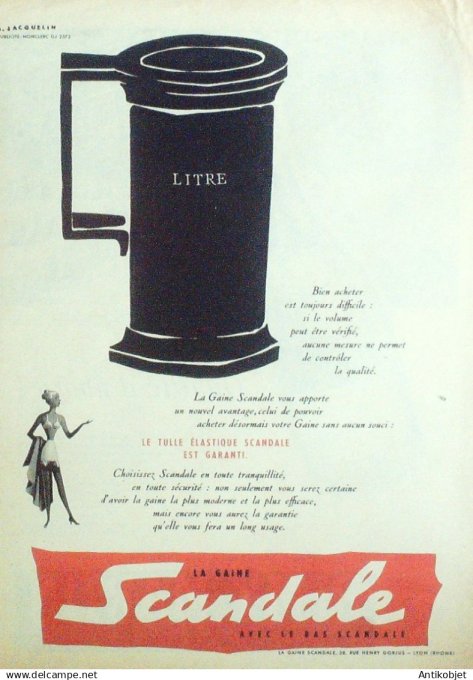 Publicité Lingerie Scandale signée Jacquelin 1960