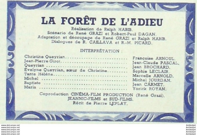 Mon Film 321 52-10-15 La foret de L'adieu Jean-Claude Pascal Jean Carmet