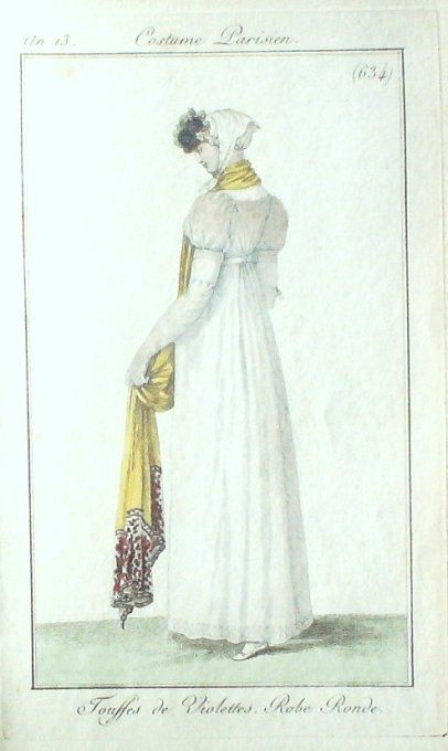 Gravure Mode Costume Parisien 1805 an 13 # 634 (eau forte old Fashion plate