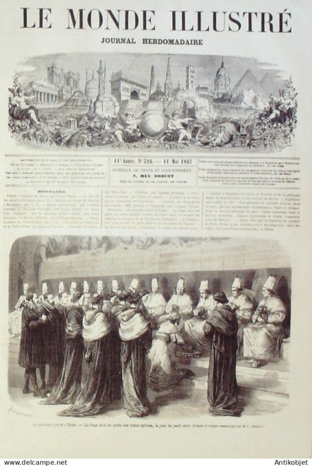 Le Monde illustré 1867 n°526 Italie Florence Del Pellegrini Belgique Bruxelles Marie Hohenzollern