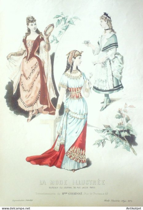 Gravure Mode illustree 1890 # 05 (Old Fashion plate) RARE