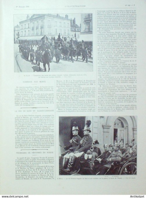 L'illustration 1905 n°3253 Tambours Pologne Lodz émeutes Metz (57) Dijon (21) Russie réformes