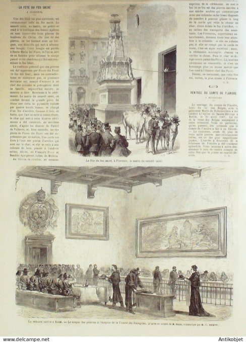 Le Monde illustré 1867 n°526 Italie Florence Del Pellegrini Belgique Bruxelles Marie Hohenzollern