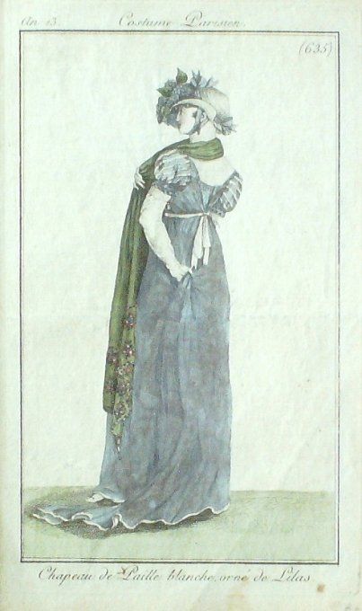 Gravure Mode Costume Parisien 1805 an 13 # 635 (eau forte old Fashion plate