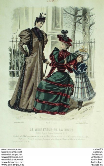 Gravure Mode Le Moniteur 1893 # 06 (Old Fashion plate)