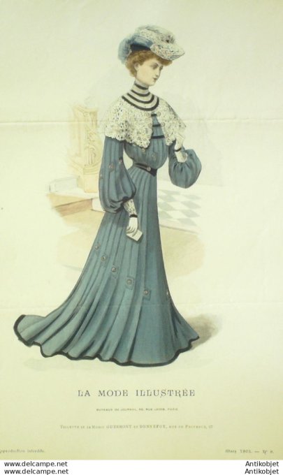 Gravure Mode illustree 1903 #  9 (Old Fashion plate) rare