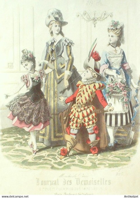 Gravure Mode J.Demoiselles 1875 # 3995 (aquarelle Old Fashion plate)