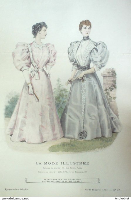 Gravure Mode illustree 1895 # 39 (Old Fashion plate) RARE