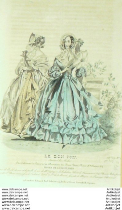 Gravure Mode Le Bon Ton 1840 # 425 (aquarelle old fashion plate)
