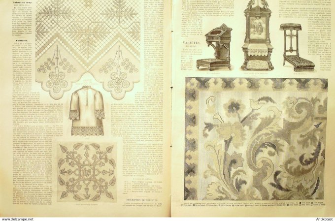 La Mode illustrée journal + gravure associée 1880 #  52