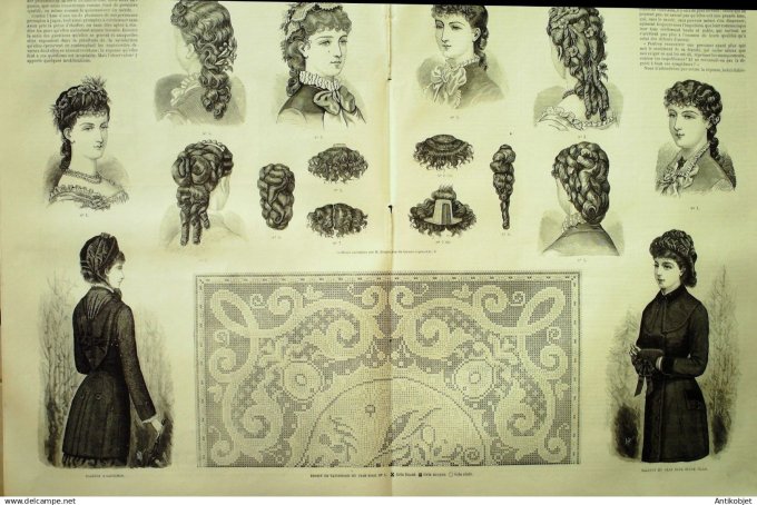 La Mode illustrée journal + gravure associée 1880 #  52