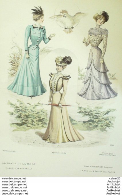 Gravure de mode La Gazette 1898 # 25 Maison Abel Goubaud