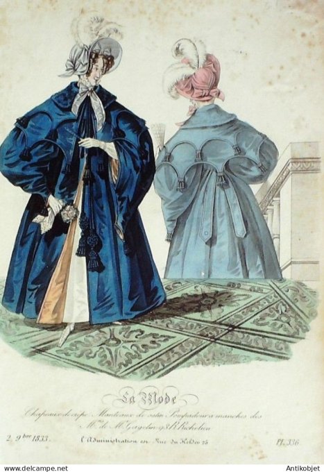 Gravure La mode 1833 # 336 (aquarelle old Fashion plate)