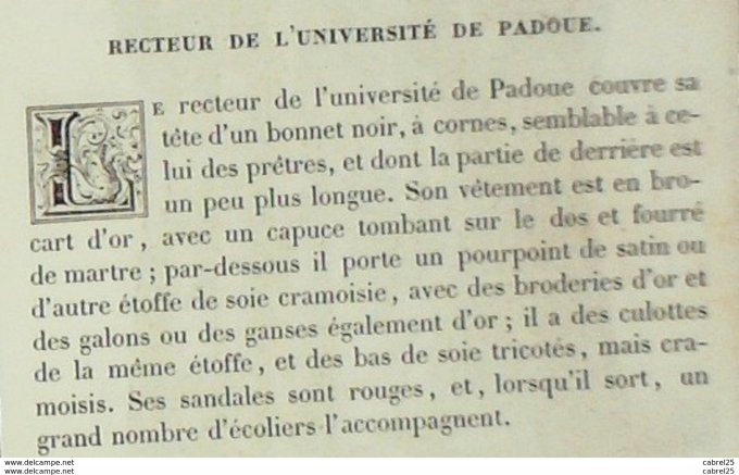Italie PADOUE Recteur d'Université 1859