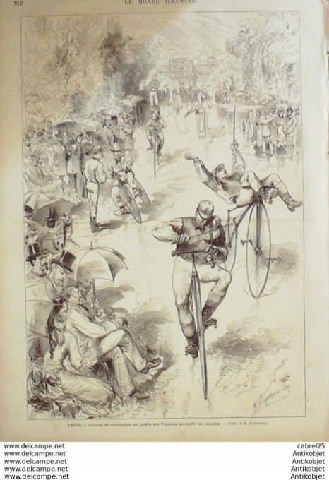 Le Monde illustré 1875 n°964 Varrennes (03) Vernon (28) Malesherbes (45) St Chinian (34) Vélocipèdes