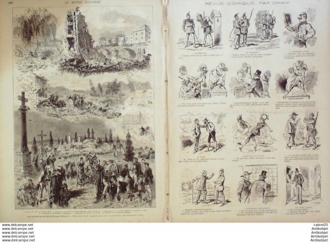 Le Monde illustré 1875 n°964 Varrennes (03) Vernon (28) Malesherbes (45) St Chinian (34) Vélocipèdes