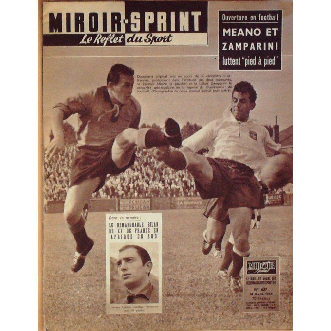 Miroir Sprint 1958 n°637 18/8 MEANO ZAMPARINI JUNGWIRTH SINIBALDI FRANCE AFRIQUES