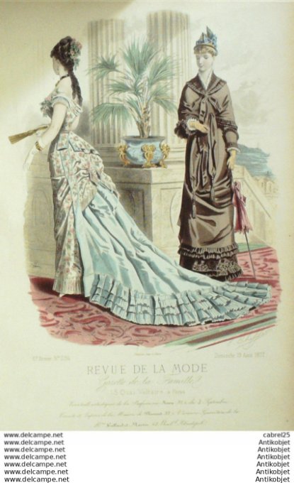 Gravure Mode La Gazette 1877 # 294 (Old Fashion plate)