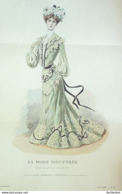 Gravure Mode illustree 1902 # 32 (Old Fashion plate) RARE