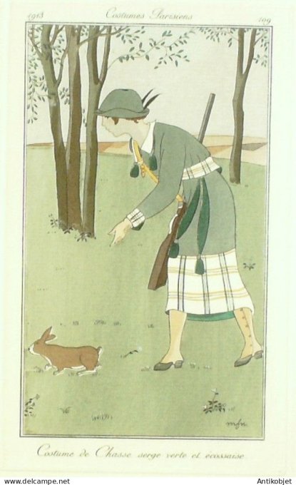 Gravure Mode Costume Parisien 1913 # 109 Franc-Nohain Madeleine (eau forte)