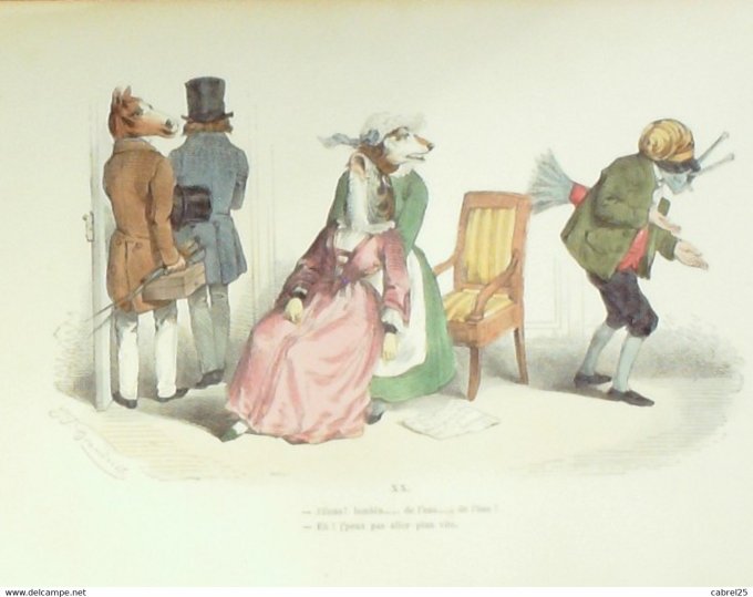 Grandville "Les Métamorphoses du jour" XX Cheval Escargot Chien Poisson 1847